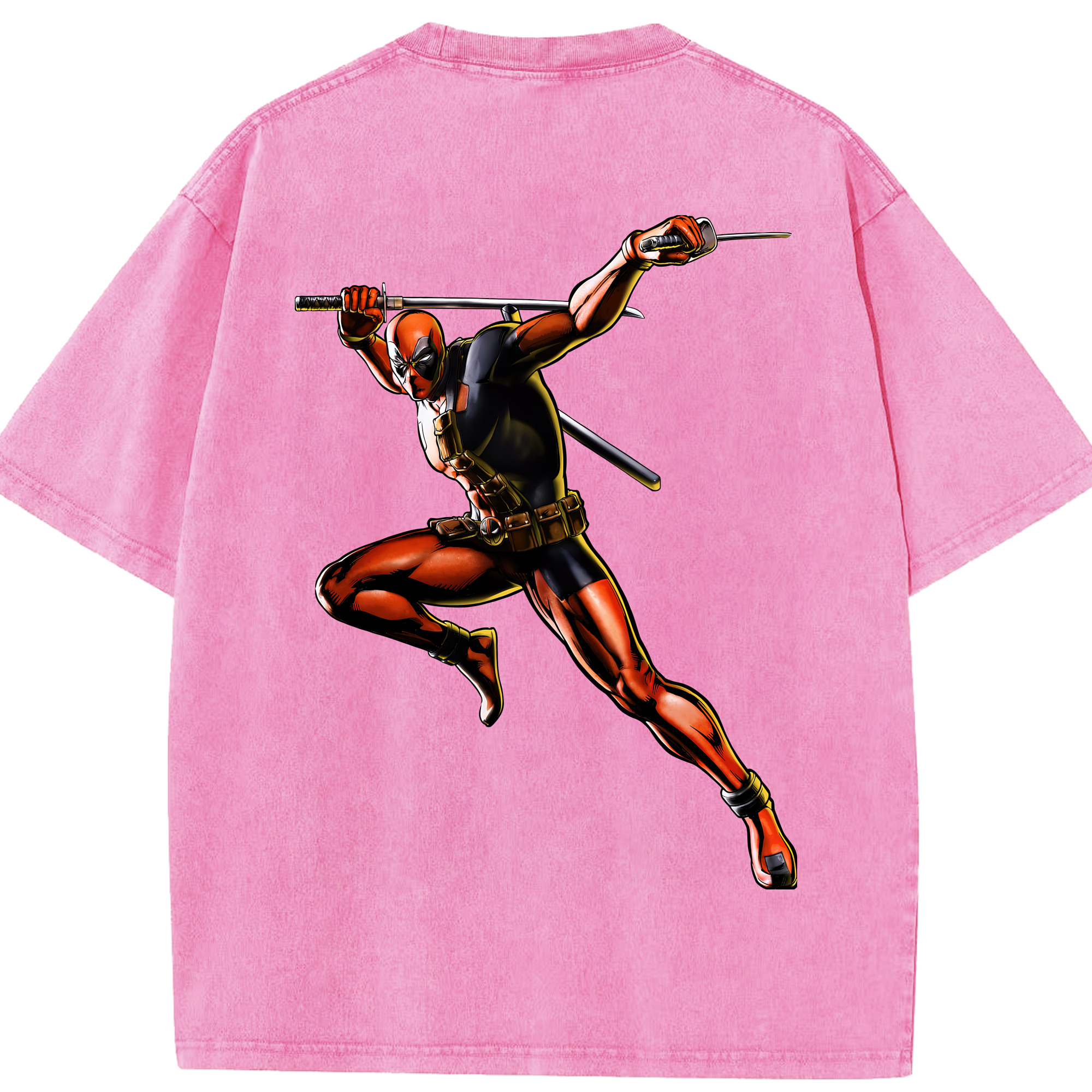 （画像用） Deadpool デッドプール 綿100% ヴィンテージ風 半袖Tシャツ（背面プリント）